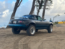 Load image into Gallery viewer, Customer Lifted Na Offroad Miata With Jimmy Has No Garage Lift Kit Coilovers Rear back shot
