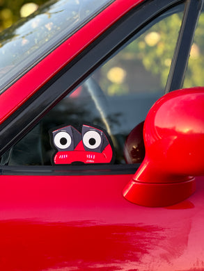 Miata Peeper Sticker Red on Red Miata Window